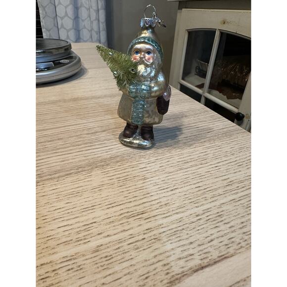 Vintage Shiny Brite Glass Santa Ornament Bottle Brush, Mercury, Radko, Y2K - Picture 6 of 16